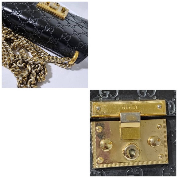Authentic Gucci Guccissima Leather Small Padlock Shoulder Bag Black - Picture 8 of 16